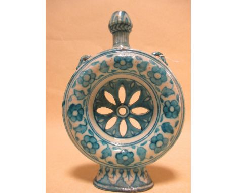 A 19th century Persian blue and white moon flask, 22cm high  