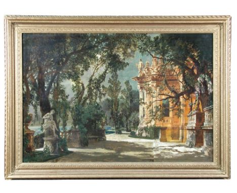 Konrad Petrides (Viennese, 1864-1943) Design for a backdrop for the Viennese opera signed lower left "K Petrides '06" oil on 