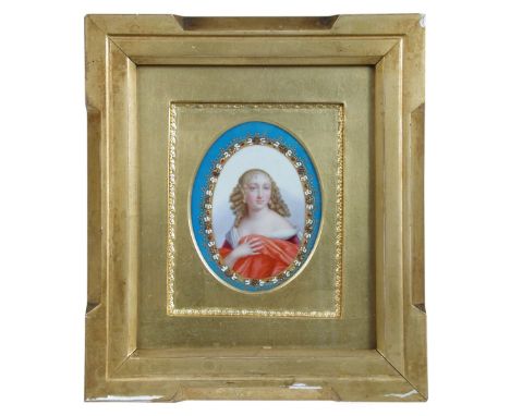 A Sevres portrait plaque painted by Andre-Vincent Vieillard, date letter for 1767, labelled on the reverse 'La Valliere' for 