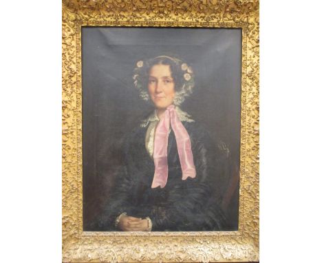 English School 19th century, portrait of a lady, bust length 90 x 69cm *by repute this is a portrait of Lord Byrons tutors wi