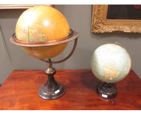 A 1940's terrestrial globe on a bakelight base, 23cm diamater together with a modern terrestrial globe (2)  