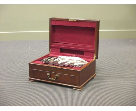 A canteen of EPNS Flatware "Community Plate" in a mahogany cabinet, for 24 place settings plus an oak box of 12 forks and 10 