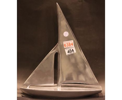 Cast stainless steel sailing ship, H: 30 cm. P&amp;P Group 3 (£25+VAT for the first lot and £5+VAT for subsequent lots) 