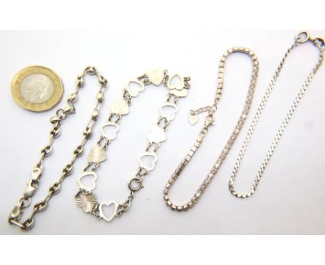 Four silver bracelets, combined 19g. P&amp;P Group 1 (£14+VAT for the first lot and £1+VAT for subsequent lots) 