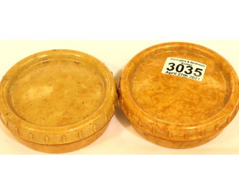 Two WWII Period German Bakelite screw-top storage boxes, D: 11 cm. P&amp;P Group 1 (£14+VAT for the first lot and £1+VAT for 