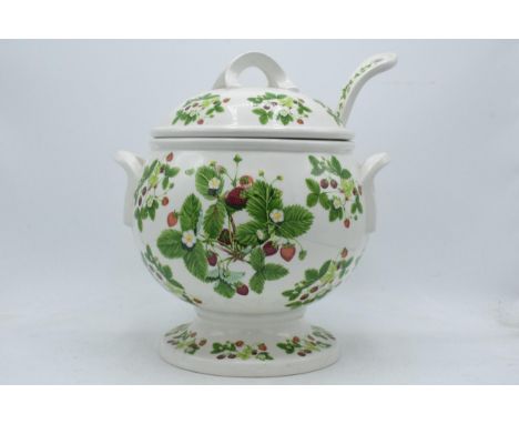 Large Portmeirion 'Summer Strawberries' soup tureen and ladle, 31cm tall.  In good condition with no obvious damage or restor