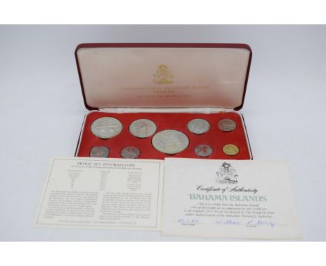 1973 Coins of the Commonwealth of the Bahama Islands Proof Set, 9 coins, to include silver and copper nickel examples, 71 gra