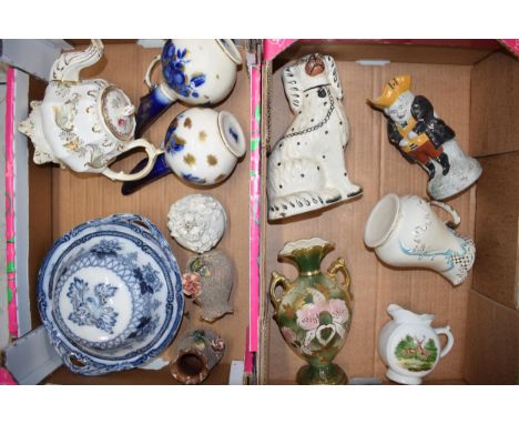 A collection of 19th century and later Staffordshire and similar pottery to include a tureen, K &amp; Co 'Apples' ewers (1 af