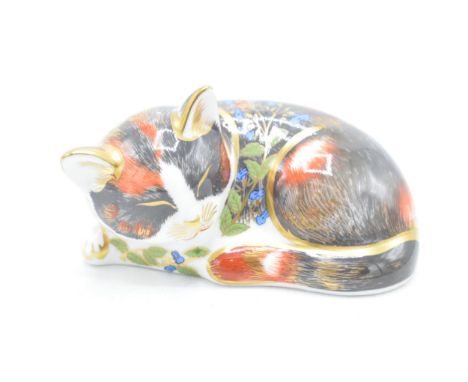 Royal Crown Derby paperweight Catnip Kitten, first quality with gold stopper.  In good condition with no obvious damage or re