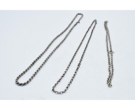 A trio of silver belcher chains, 43.2 grams (3).  