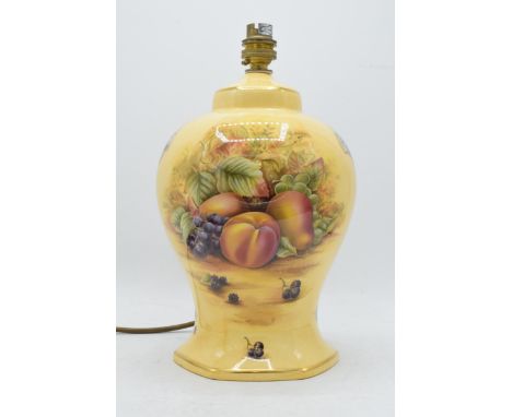 Large Aynsley Orchard Gold lamp base, 26cm tall exc. fittings.  In good condition with no obvious damage or restoration. Unte