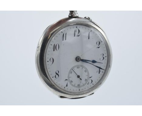 Silver top wind pocket watch, in working order, indistinct mark.  