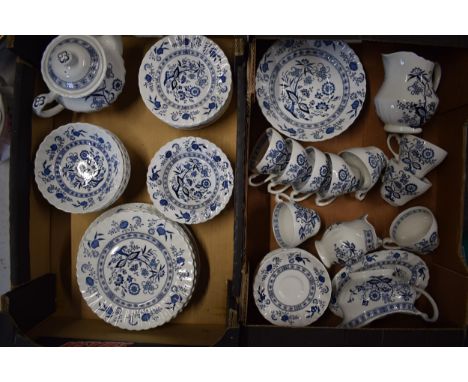 A good collection of J G Meakin tea and dinner ware in the Blue Nordic pattern to include a teapot, cups, saucers, side plate