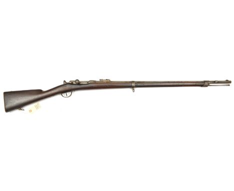 A probably unique 11mm French Model 1866 Chassepot bolt action needle fire rifle, 51½” overall, barrel 32½”, with plain walnu