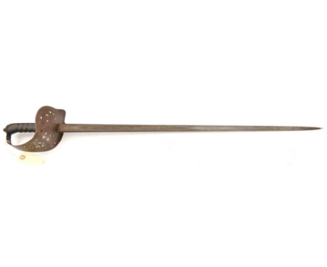 An EdVII Indian army 1897 pattern infantry sword, straight blade 32½”, with stamps at forte, regulation steel semi bowl guard