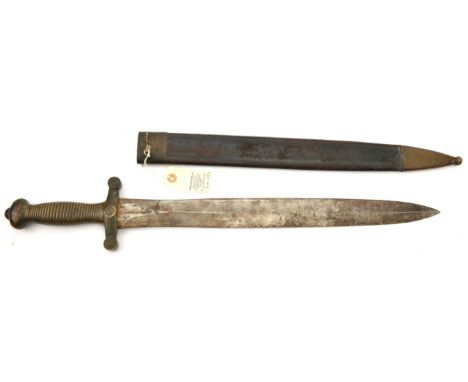 A French gladius sidearm, swollen DE blade 19”, marked “Pihet Freres” on one side at forte and “Chatellerault” on the other, 