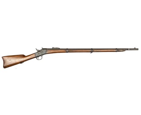 An 11mm Egyptian Remington rolling block rifle, 50½” overall, barrel 35” with folding ladder rearsight and bayonet bar on the