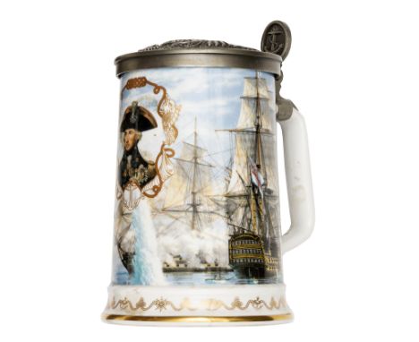 A National Maritime Museum 50th Anniversary Commemorative tankard, 1937-1987, by Royal Worcester, bearing head and shoulders 