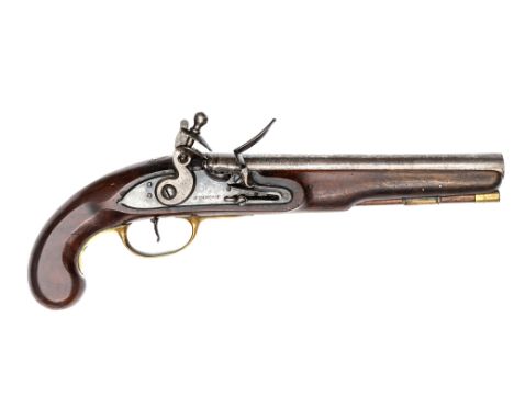 A 16  bore “Plymouth Dock” flintlock holster pistol, probably c 1840, assembled at the time from diverse parts, 15” overall, 