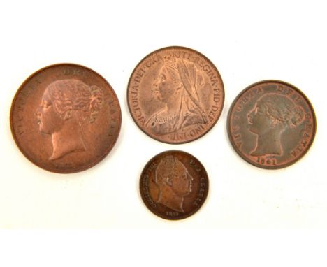 Victoria: AE penny 1853 GVF/NEF (few light surface scratches) with some lustre. Ditto penny 1901 EF some lustre; Halfpenny 18