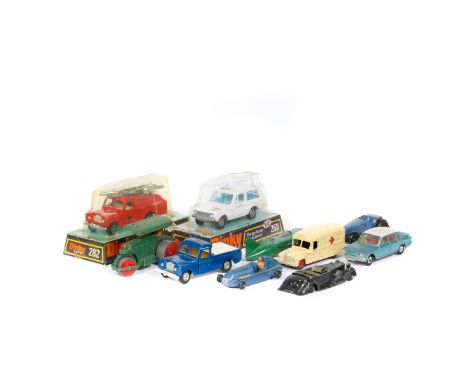 A quantity of Dinky. 2 blister boxed - Land Rover Fire Appliance (282) and a Range Rover Ambulance (268). Together with loose