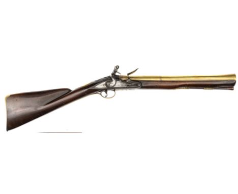 A mid 18th century brass barrelled flintlock blunderbuss, by W Emms of Oxford, 30” overall, swamped 2 stage barrel 15”, with 