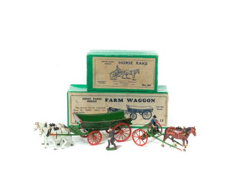 2 Britains Home Farm Series. A Farm Waggon (5F). An example in dark green with red wheels and enhancements, complete with cor