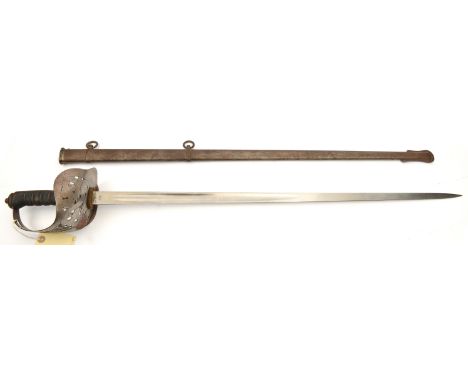 An Ed VII Indian Army 1897 pattern infantry officer’s sword, plain straight fullered blade, 32½”, marked “Mole Birm/m” and “I