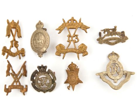 7 pre 1947 pattern Indian cavalry cast badges: Vic Corps of Guides, Sam Browne’s Cav, 13th L, 15th L, 16th Light Cavalry, Poo