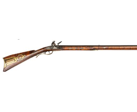 An early 19th century American .36” Kentucky flintlock rifle of the “Bedford School”, 63½” overall, thick octagonal barrel 47