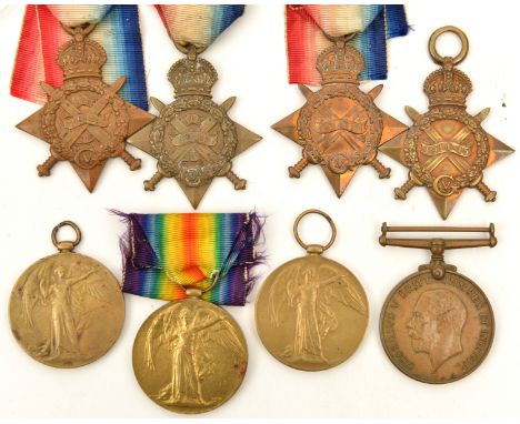 Single WWI medals: 1914 star (9759 Pte J Thompson R Ir Rif); ditto with clasp (erased); 1914-15 stars (S-2594 Pte W H Smith R