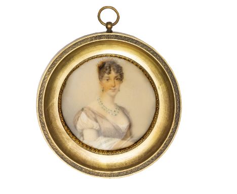 A very fine miniature portrait of Queen Hortense, daughter of Josephine Bonaparte,married to Louis Bonaparte King of Holland 