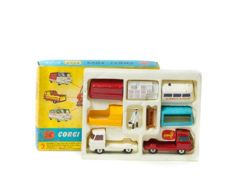 A Corgi Constructor Set (GS24). Comprising 2x Commer chassis, 4 interchangable bodies, milk crates, milkman and bench. Comple