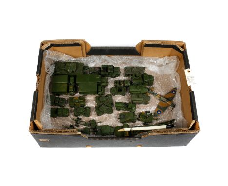 26+ Dinky Toys military vehicles. Including; Centurion Tank, Antar Tank Transporter, 2x Army Wagon, 2x Army 1 ton Cargo Truck