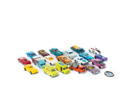 17 Husky/Corgi Junior Whizzwheels plus 4 by other makes. 13x Husky - Volkswagen type 2 with conveyor, Duple Vista coach, Jagu