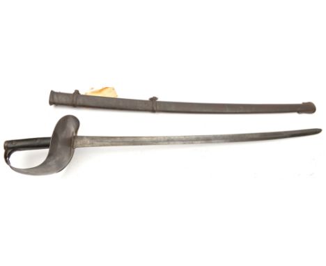 A P1899 cavalry troopers sword, shortened blade 32”, stamps at forte, steel bowl guard with reinforce to inner edge, marked “