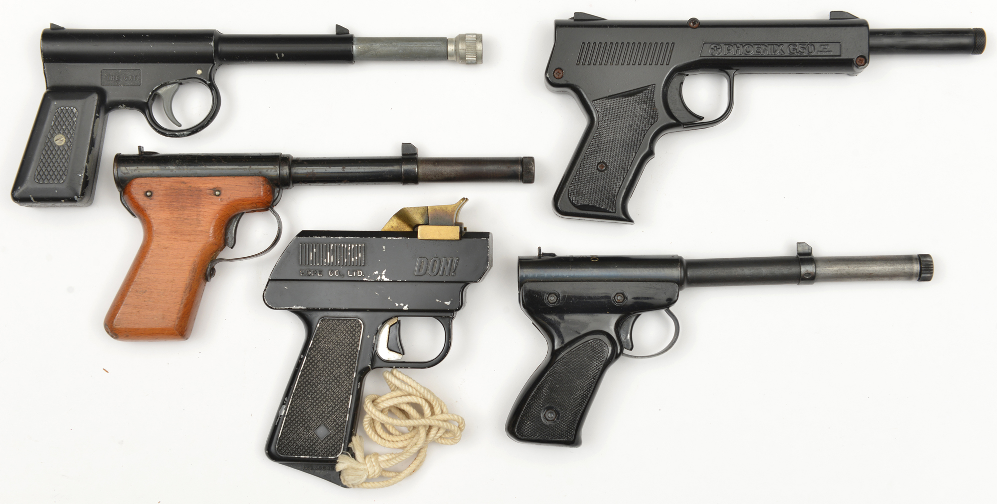 Three .177” Gat type “pop out” air pistols Milbro No 2, Diana Mod 2