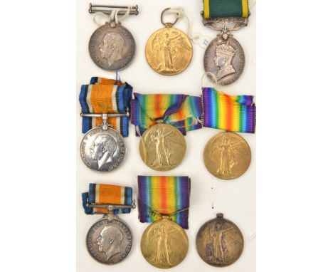 Family group of 3: BWM, Victory (35502 Sgt W R Finlayson RAF) VF and GVF, Efficiency Medal, Territorial, Geo VI first type ob