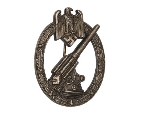 A good Third Reich Army flak badge,  by C E Juncker, Berlin SW, of heavy plated tombak, GC, with Guarantee of Authenticity fr