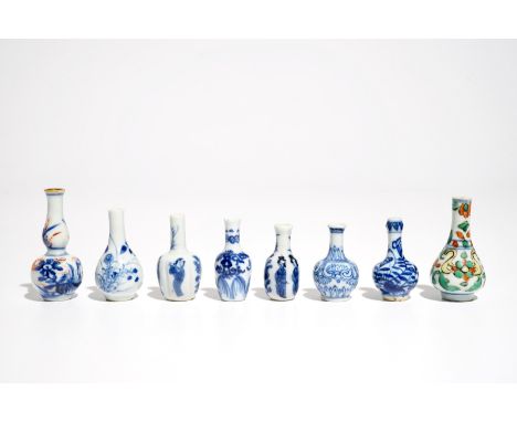 Eight Chinese miniature or dolls' house vases, Kangxi H.: 6 cm (the tallest)