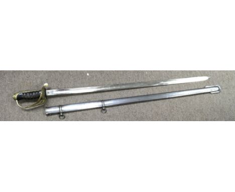 An 1892 Pattern Infantry Officers sword in its steel scabbard.