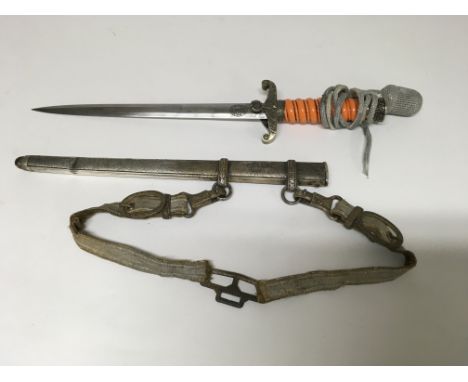 A German WW2 army officers dagger bearing Paul Weyersberg &amp; Co Berlin makers mark with knot and hangers. Some wear. Compo
