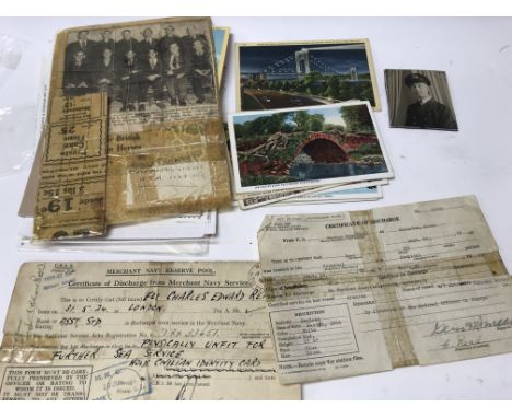 A collection of WW2 naval ephemera and archive , largely consisting of the records of an Edward or Eli Read, a seaman based i