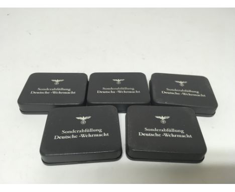 A WW2 style collection of 5 unused snuff tins, "Special Rations for the Army".