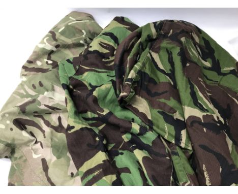 Another box of military costume comprising of army and navy uniforms, camouflage jackets and a set of military dress trousers