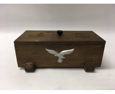 A WW2 style German condor legion trinket box, inscribed “my memories from fighting the war against Bolshevism in Spain, July 