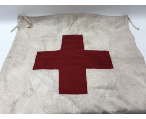 A WW2 style German Army dressing station flag dated 1939. Size approx 71cm by 71cm.