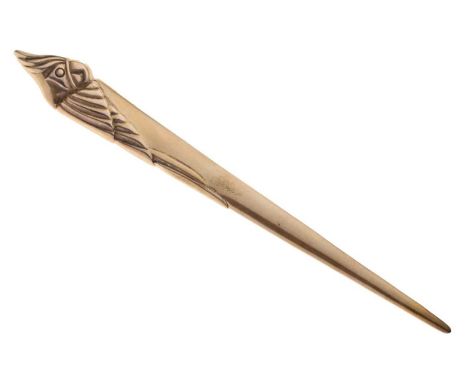 Bulgari / Bvlgari - Sterling silver letter opener modelled as a perching parrot or cockatoo, stamped BVLGARI 925 304 AR, 12cm