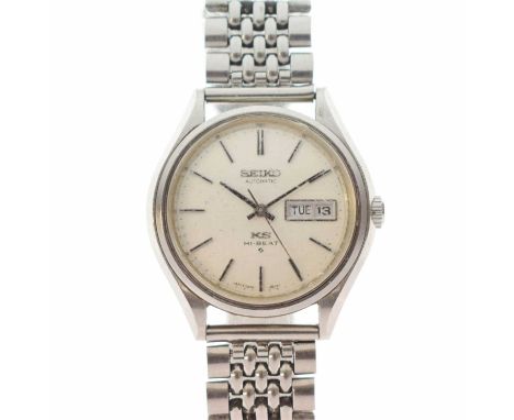 Seiko - 'King Seiko' KS Hi-Beat stainless steel bracelet watch, ref.5626-7121, circa 1970s, the silver dial with applied bato