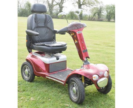 Shoprider Deluxe mobility scooter, model TE-889XLSBN, with rubber tyres, wing mirrors, and padded seat with armrests, 49cm (s